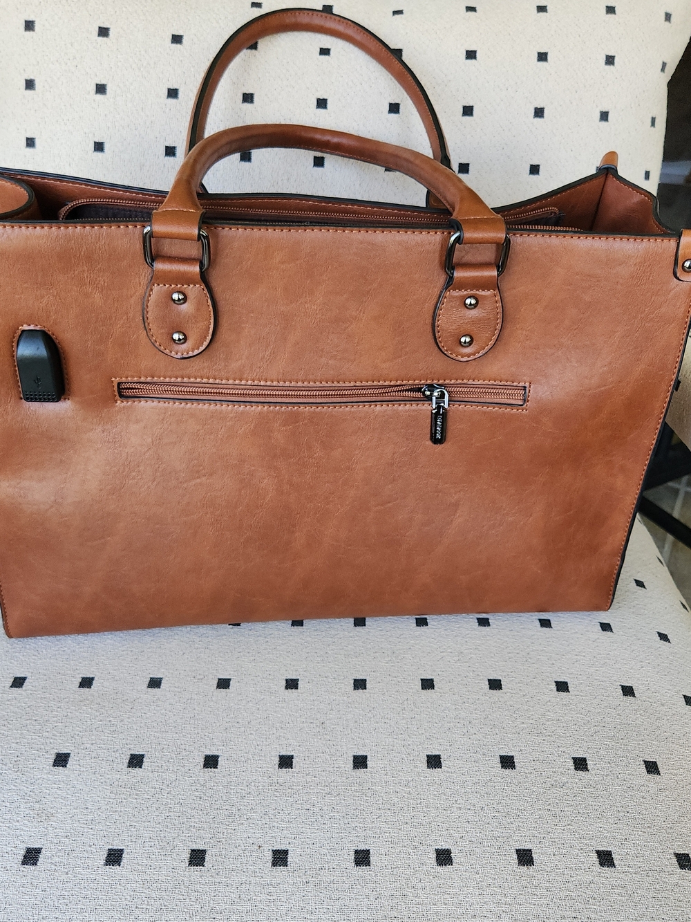 Vintage Style Leather Briefcase Laptop School Tote - Professional Carryall Purse - Picture 4 of 13